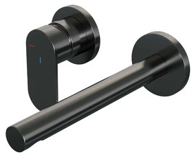 Brauer Gunmetal Edition ColdStart wastafelkraan inbouw rechte uitloop en rozetten model C2 gunmetal geborsteld PVD
