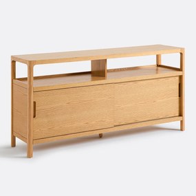 Laag dressoir in massief essen met eikenfineer, 2 deuren, 1 nis, TRESS