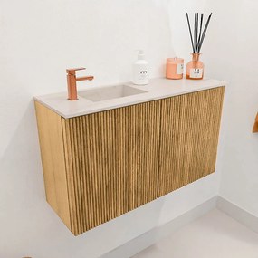 Mondiaz Joya DLux 70cm toiletmeubel oak met wastafel faye links 1 kraangat meli