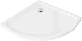 Mexen Flat halfronde douchebak slim 80 x 80 cm, wit, chrom afvoer - 41108080