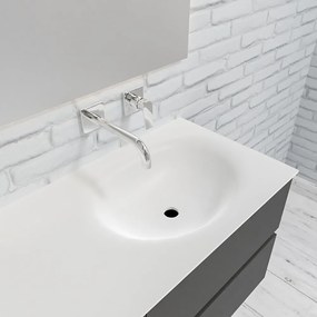 Zaro Sevilla Solid Surface badmeubel 120cm mat antraciet zonder kraangat spoelbak rechts 4 lades