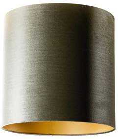 Velours lampenkap groen met gouden binnenkant 40/40/40 Klassiek / Antiek cilinder / rond