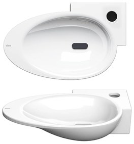 Clou First keramische hoekfontein 39cm met kraangat rechts wit glans
