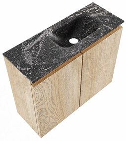 Mondiaz Ture DLux toiletmeubel 60cm washed oak met wastafel lava rechts zonder kraangat