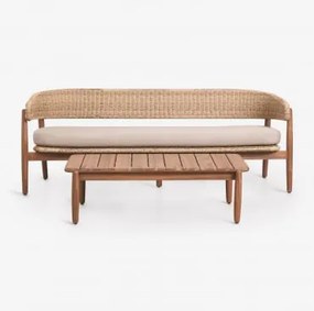 Tuinset Met 3-zitsbank En Salontafel Van Acaciahout Ribeira Acacia Bruin - Sklum