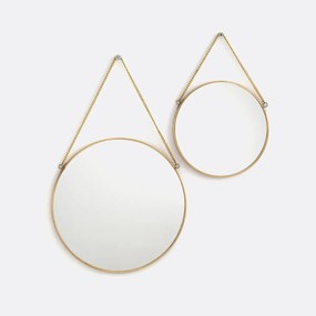 Set van 2 ronde spiegels, messing of zwart, Uyova