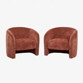 Gombren Gestoffeerde Fauteuils Set Van 2 Chenille Kleirood - Sklum