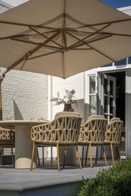 4 Seasons Outdoor Biarritz tuinset amber met Hampton tafel 240 cm Tuinstoel   beige weerbestendig