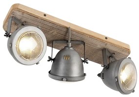 QAZQA Smart Spot / Opbouwspot / Plafondspot staal met hout kantelbaar incl. 3 WiFi GU10 - Emado Industriele / Industrie / Industrial GU10 Binnenverlichting Lamp