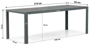 Tuinset 6 personen 210 cm Aluminium/textileen Grijs Hartman Alice/Venustas