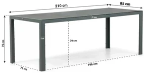 Tuinset 6 personen 210 cm Aluminium/textileen Grijs Domani Furniture Manu/Venustas