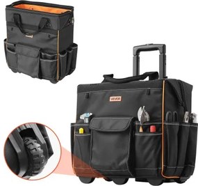 VEVOR Gereedschapstas met wielen, draagvermogen 50 kg, 25 zakken, werktas met verstelbare telescopische handgreep en stabiele basis, gereedschapstasorganizer voor elektriciens, bouw, 460 x 270 x 430 mm