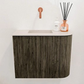 Mondiaz Joya DLux 50cm toiletmeubel ronding rechts shadow met wastafel faye links zonder kraangat meli