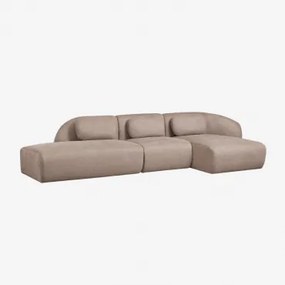 3-delige Modulaire Rechter Chaise Longue Bank Met Linker Divan In Chenille Coquette Chenille Tarwebruin - Sklum