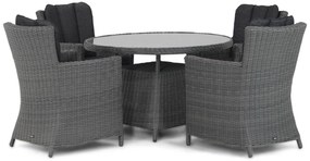 Tuinset Ronde Tuintafel 4 personen 120 cm Wicker Zwart Garden Collections Venerdi/Buckingham