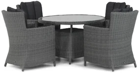 Tuinset Ronde Tuintafel 4 personen 120 cm Wicker Zwart  Garden Collections Venerdi/Buckingham