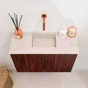 Mondiaz Joya DLux 60cm toiletmeubel ruby met wastafel faye midden zonder kraangat meli