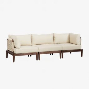 Giulia Modulaire Tuinbank Met 3 Delen En 2 Hoekfauteuils In Acacia Beige – Crème - Sklum