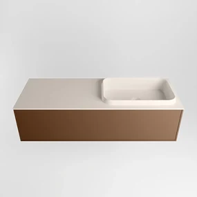 Mondiaz Erin 120cm badmeubel Rust met 1 lade en beige wastafel rechts zonder kraangaten