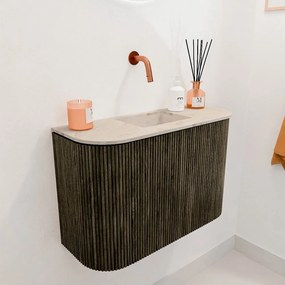 Mondiaz Joya DLux 65cm toiletmeubel ronding links/rechts shadow met wastafel faye midden zonder kraangat frappe