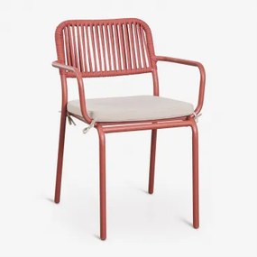 Stapelbare Set Van 6 Tuinstoelen Met Armleuningen In Gevlochten Touw Arhiza Terracota - Sklum