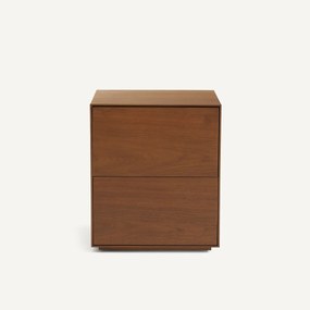 MDF met notenhout gefineerd bureauonderstel met 2 laden, MIKUBE