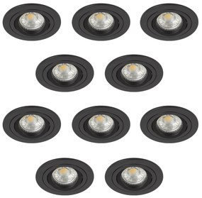 Set van 10 Lune Inbouwspots Rond Zwart