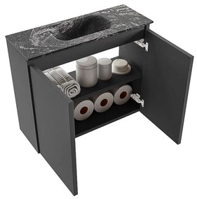 Mondiaz Ture DLux toiletmeubel 60cm dark grey met wastafel lava midden zonder kraangat