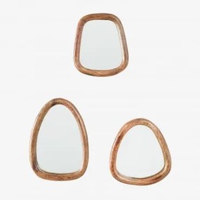 Set Van 3 Mangohouten Wandspiegels Gabael Design Mangohout - Sklum