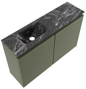 Mondiaz Ture DLux toiletmeubel 80cm army met wastafel lava links met kraangat