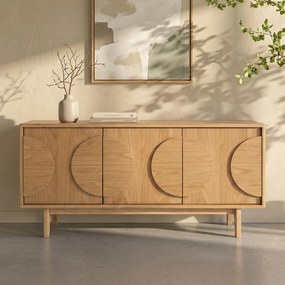 Zuiver Groove Design Dressoir Eiken 3 Deurs 120 Cm - 120x40x58cm.