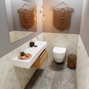 Mondiaz Andor toiletmeubel 60cm eiken met witte wastafel 120cm rechts zonder kraangat