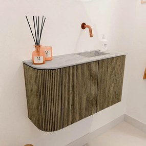 Mondiaz Joya DLux 70cm toiletmeubel ronding links dusk met wastafel faye rechts zonder kraangat glace
