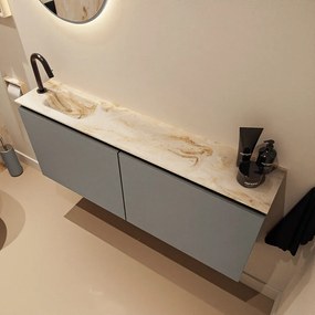 Mondiaz Ture DLux toiletmeubel 120cm smoke met wastafel frappe links met kraangat