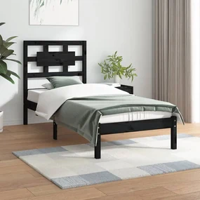 vidaXL Bedframe massief grenenhout zwart 100x200 cm