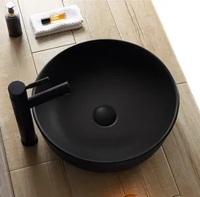 Saniclear Pura waskom 42cm wastafel mat zwart