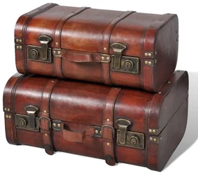vidaXL Schatkisten 2 st vintage-stijl hout bruin