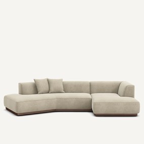 Open rechte hoekbank in linnen fluweel, JACOPO