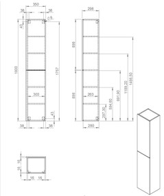 Best Design Blanco hoge kolomkast 180x35cm eiken