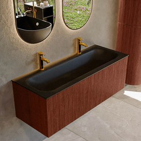 Mondiaz Kurve 120cm badmeubel ruby met 1 lade en wastafel big large midden 2 kraangaten urban