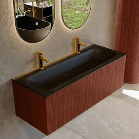 Mondiaz Kurve 120cm badmeubel ruby met 1 lade en wastafel big large midden 2 kraangaten urban
