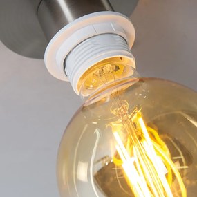 Moderne plafondlamp staal met witte kap 45 cm - Combi