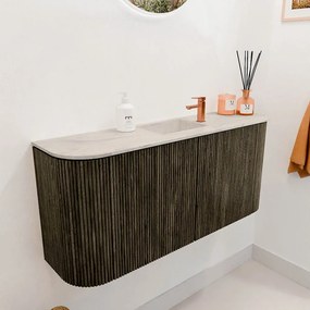 Mondiaz Joya DLux 95cm toiletmeubel ronding links/rechts shadow met wastafel faye midden 1 kraangat ostra
