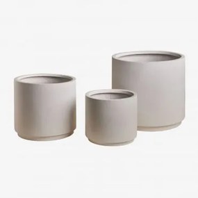 Set Van 3 Buitenpotten Ø25 Cm / Ø35 Cm / Ø45 Cm In Polyresin Saturnus Wit - Sklum