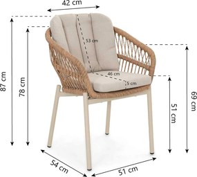 Tuinset 4 personen 160 cm Rope Taupe De Laan Projects