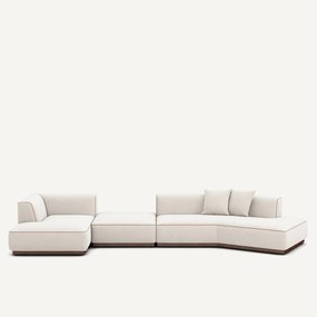 Open bank met hoek links met chenille fluwelen voetensteun, JACOPO