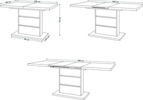 Mazzoni PIANO eiken artisan / beige - moderne uitschuifbare tafel tot 200 cm