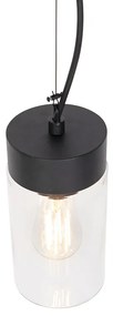 Moderne hanglamp zwart met glas IP44 - Jarra