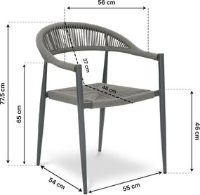 Tuinstoel Rope Grijs-antraciet De Laan Granada