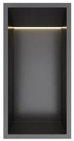 Hotbath &MORE Inbouwbox of inbouwnis - 30x15x10 - with LED IP44 - Geborsteld zwart PVD BOX015LMBP